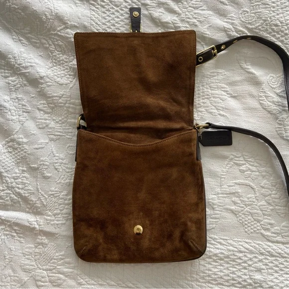 Coach Vintage Brown suede Leather Crossbody Bag